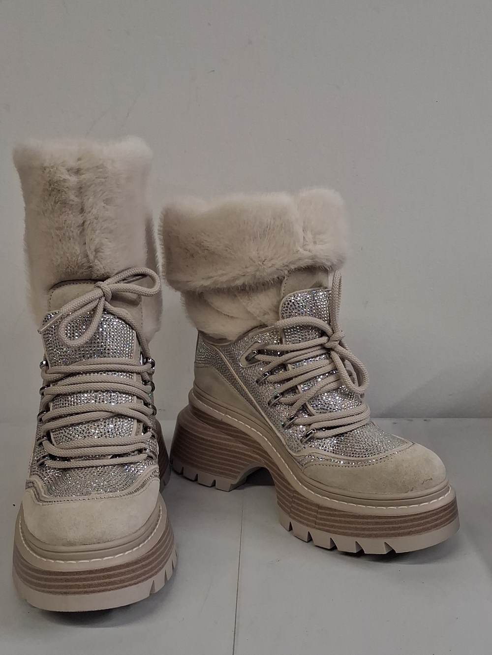 NEW Womens Michael Kors Shiloh Embellished Mixed Media Boots